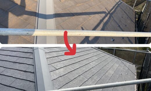 佐倉市外壁屋根塗装工事、屋根高圧洗浄
