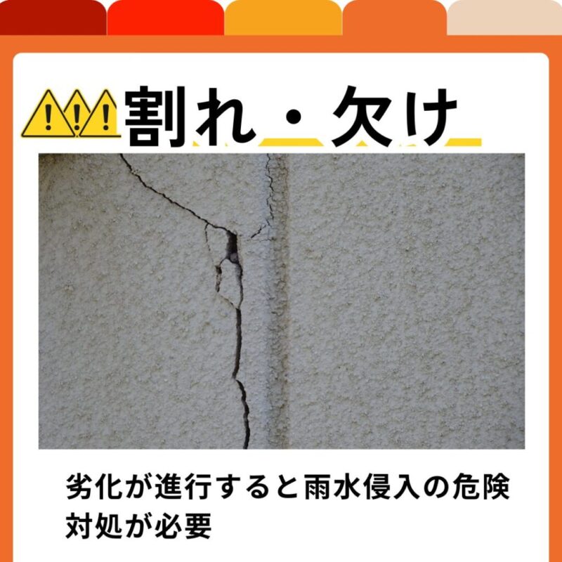 佐倉市外壁塗装、外壁劣化症状チェック、欠け