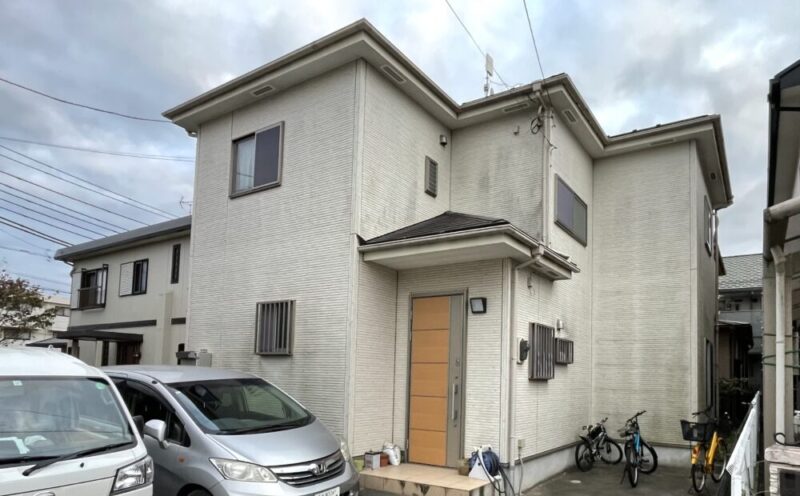 佐倉市井野、外壁塗装、施工前、苔汚れ
