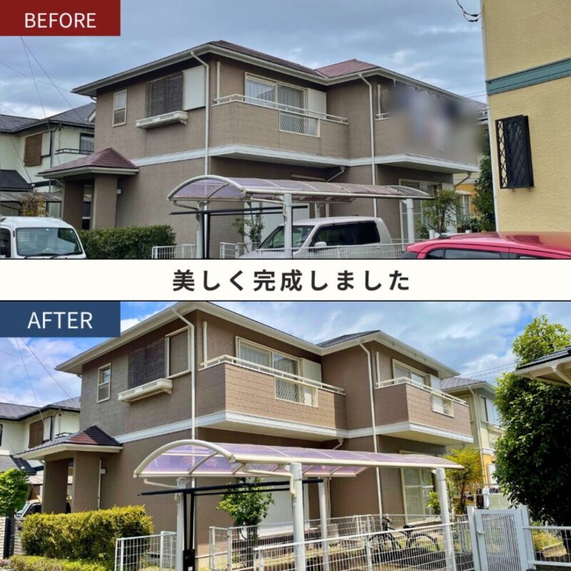 佐倉市白銀戸建て外壁塗装施工事例、ビフォーアフター