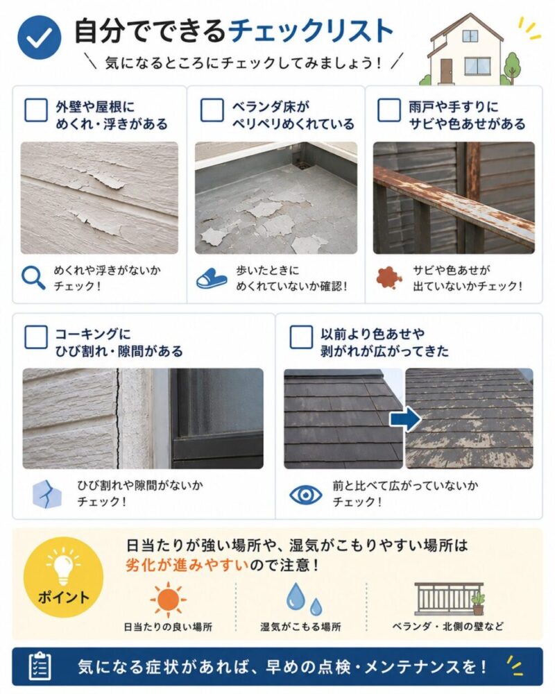 佐倉市、外壁、屋根、ベランダ床、剥がれチェック