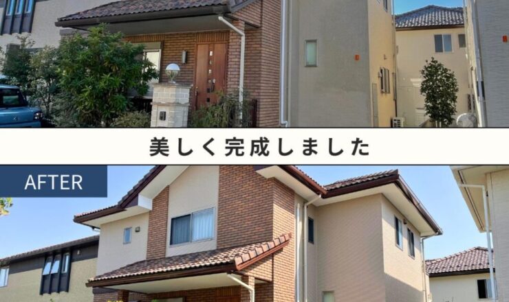 印西市東の原、外壁塗装完成。１０年目の定期的な塗装。雰囲気を変えずに