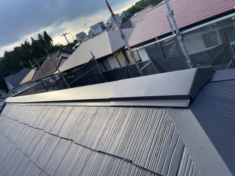 佐倉市染井野外壁塗装ビフォーアフター、屋根棟板金交換