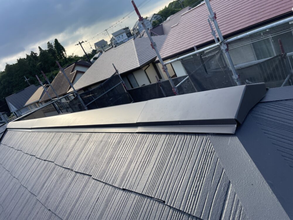 佐倉市染井野外壁塗装ビフォーアフター、屋根棟板金交換