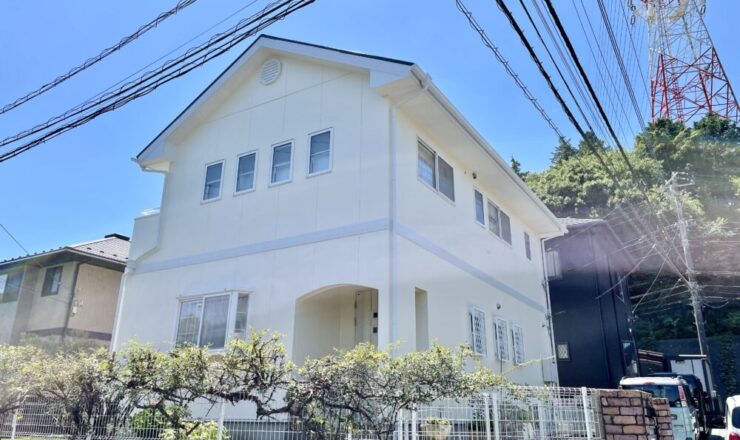 酒々井町ふじき野外壁塗装、施工後、家斜め前から