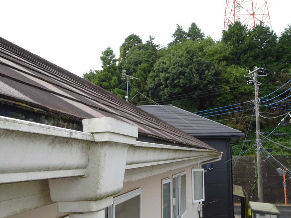 酒々井町ふじき野外壁塗装、雨どい塗装、施工前