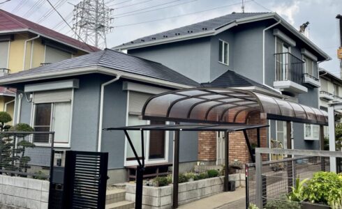 佐倉市石川外壁塗装、ミサワホーム施工事例、施工後、家左斜め前
