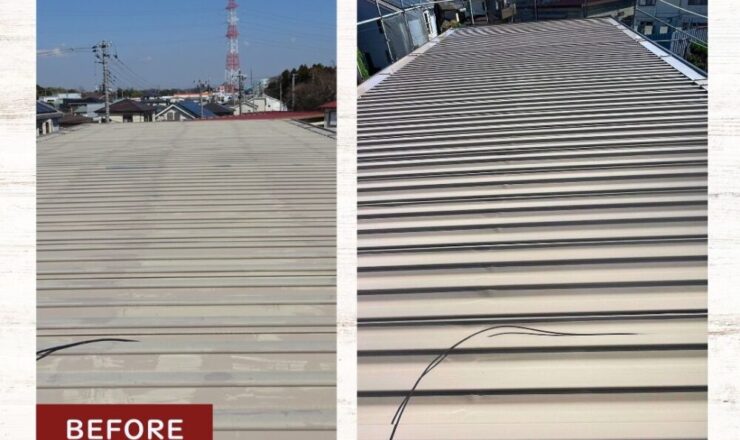 佐倉市上座セキスイ系ハウスメーカー屋根塗装、ビフォーアフター、金属製屋根
