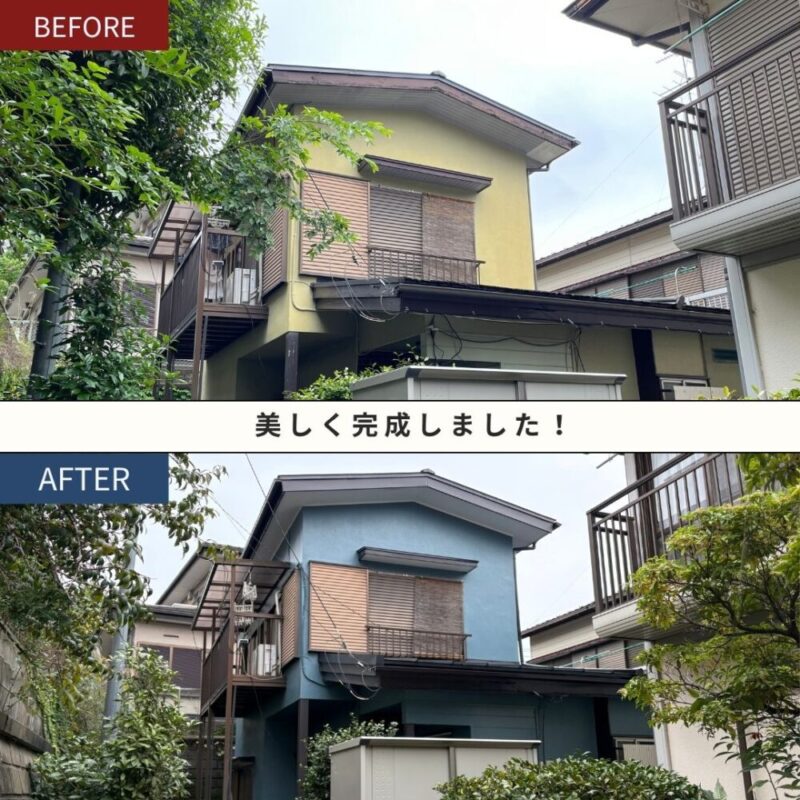 佐倉市千成、外壁塗装、屋根工事、施工事例、ビフォーアフター、家正面
