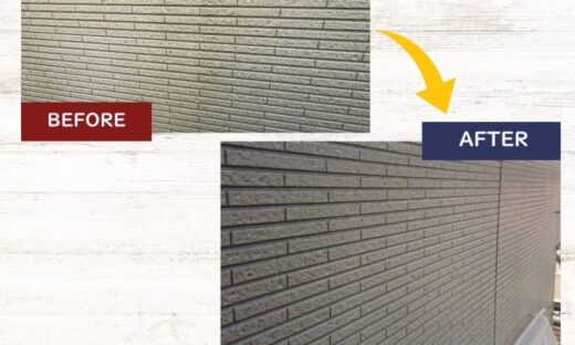 千葉市横戸町、サイディングクリア塗装、塗装ビフォーアフター色褪せがきれいに