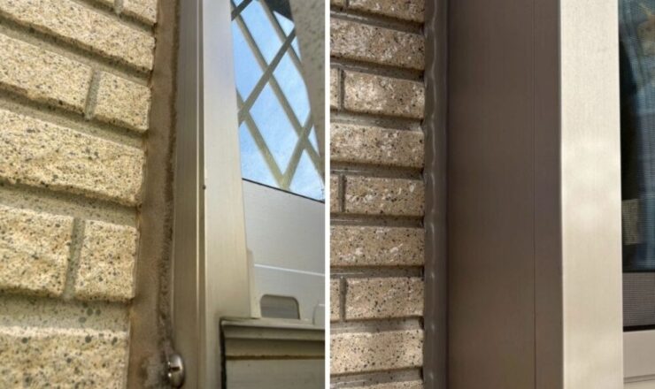 千葉市花見川区横戸町、コーキング補修、ビフォーアフター、サッシ周り