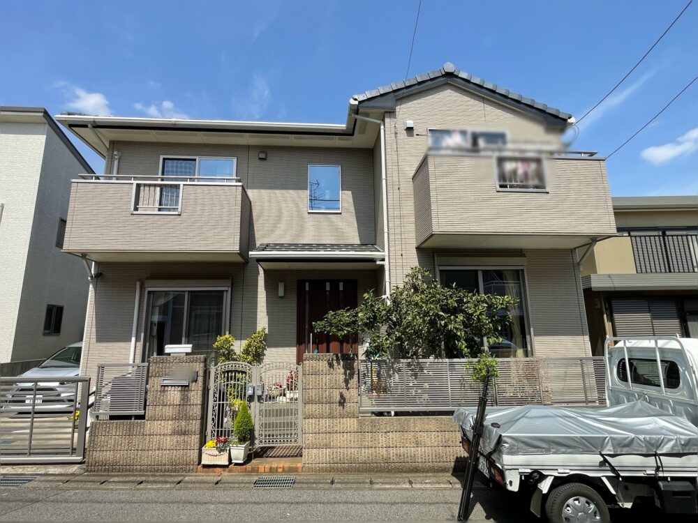 千葉市花見川区横戸町、外壁クリア塗装、施工前、家正面