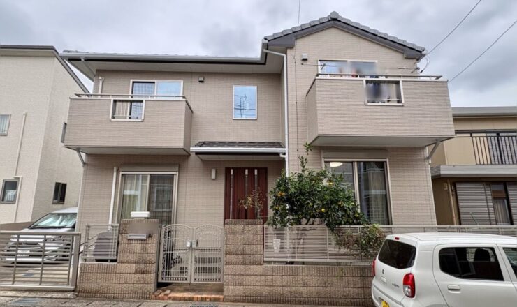 千葉市花見川区横戸町、外壁クリア塗装、施工後、家正面