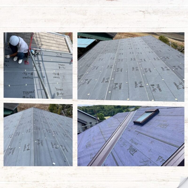 屋根カバー工法、防水シート設置