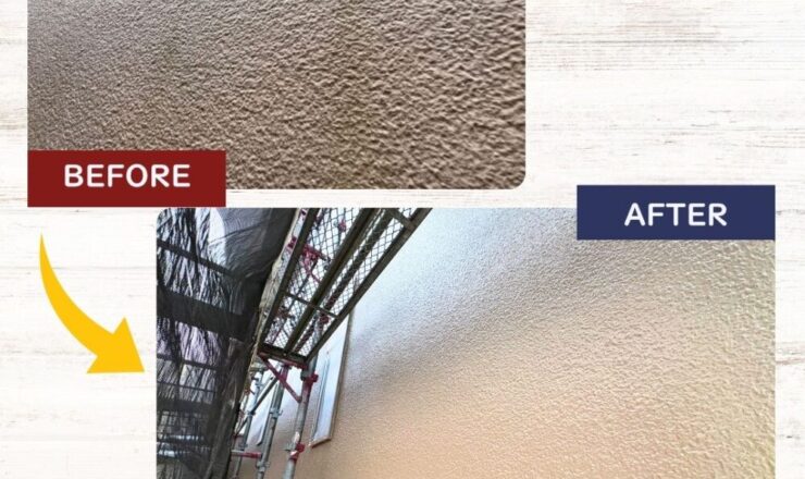 佐倉市白銀外壁塗装、ビフォーアフター苔汚れキレイに