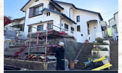 佐倉市上座、外壁塗装スタート、作業車など駐車場所、整理整頓