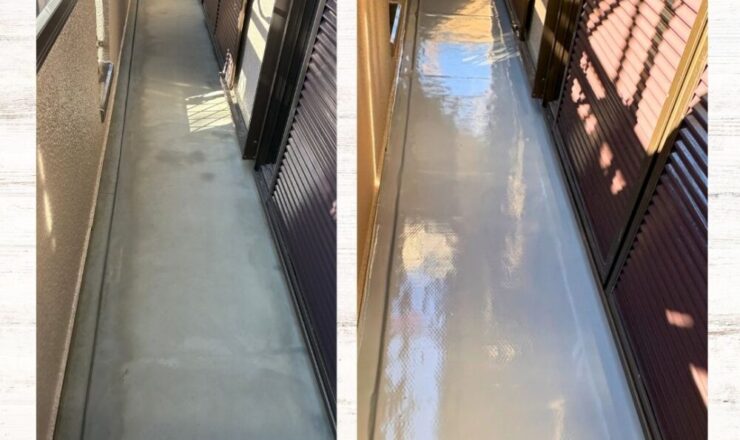 佐倉市白銀、ベランダ防水工事、ビフォーアフター