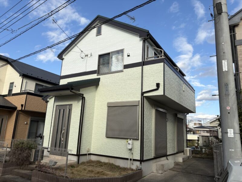 佐倉市弥勒町、外壁塗装、施工後、2色分け