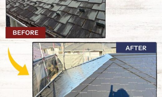 佐倉市染井野屋根塗装、屋根全体ビフォーアフター2