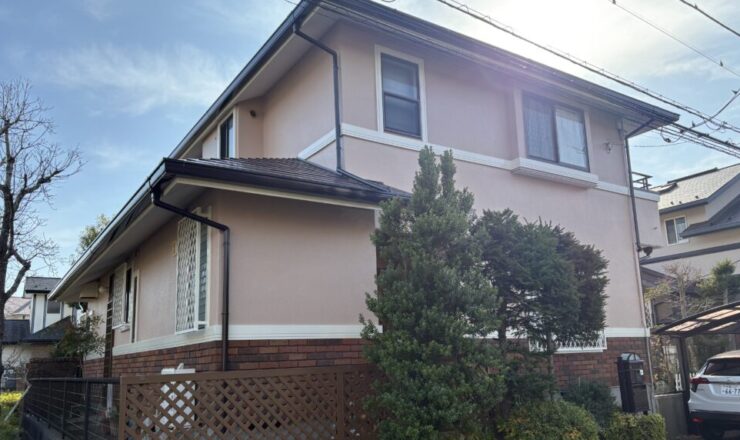 佐倉市染井野、外壁塗装、施工後、家斜め前から、無機塗料で長持ち