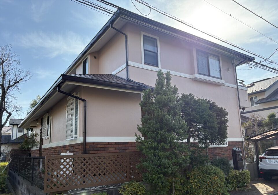 佐倉市染井野、外壁塗装、施工後、家斜め前から、無機塗料で長持ち