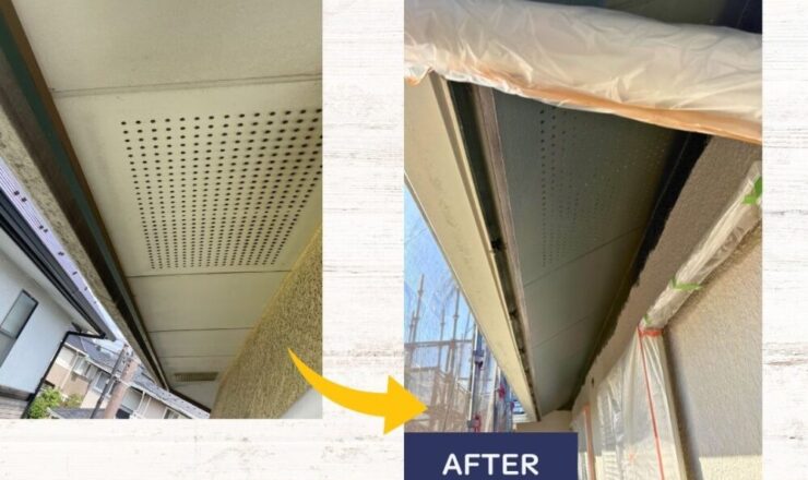 佐倉市染井野外壁塗装、軒天の塗装