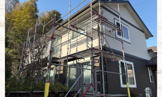 佐倉市染井野、雨どい工事スタート、倒木