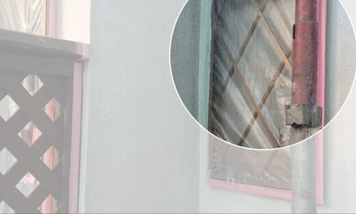 佐倉市西志津、外壁塗装、養生作業、美しい見切り線