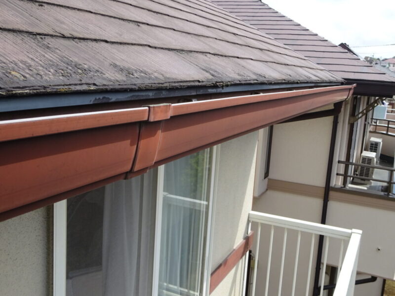 佐倉市染井野、雨どい塗装、施工前
