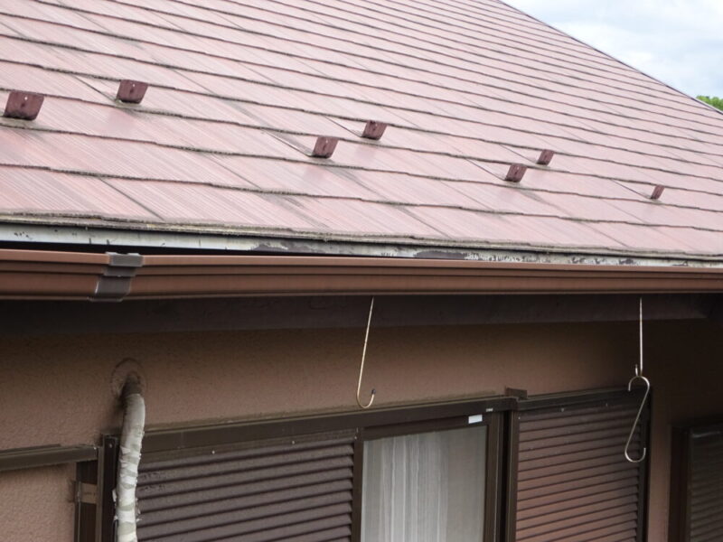 佐倉市白銀、雨どいの塗装、施工前