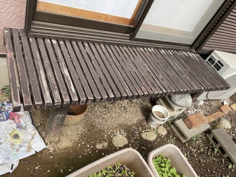 佐倉市白銀、濡れ縁の塗装、施工前