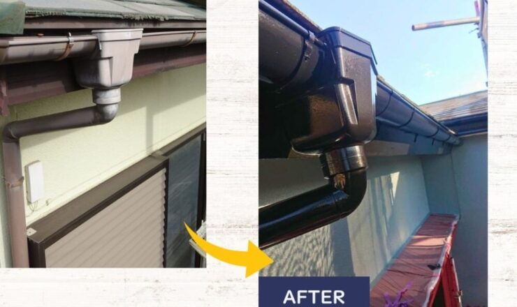 佐倉市西志津、外壁塗装、雨どい塗装