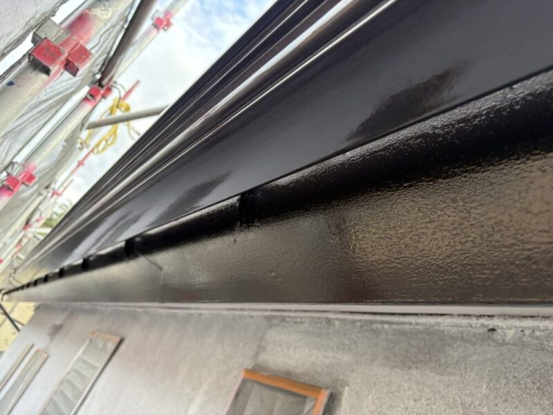 佐倉市白銀、雨どいの塗装、施工後