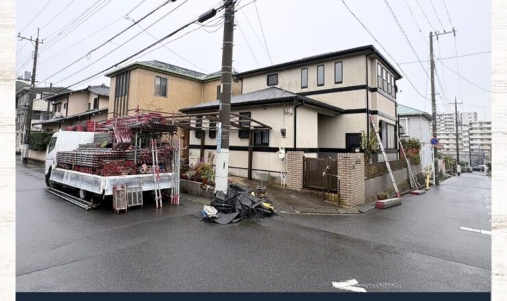 佐倉市宮前、外壁塗装、屋根塗装スタート、足場設置