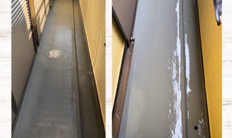 佐倉市白銀、ベランダ防水工事、ビフォーアフター１