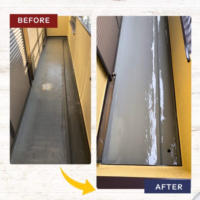 佐倉市白銀、ベランダ防水工事、ビフォーアフター1