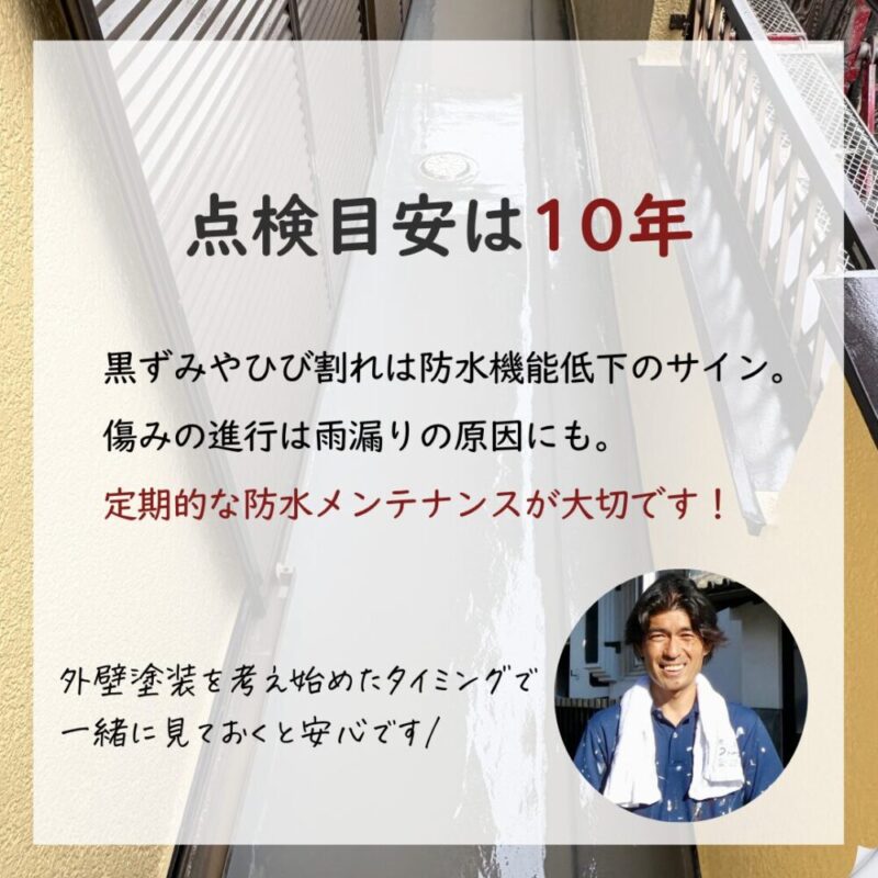 佐倉市白銀、ベランダ防水、点検時期