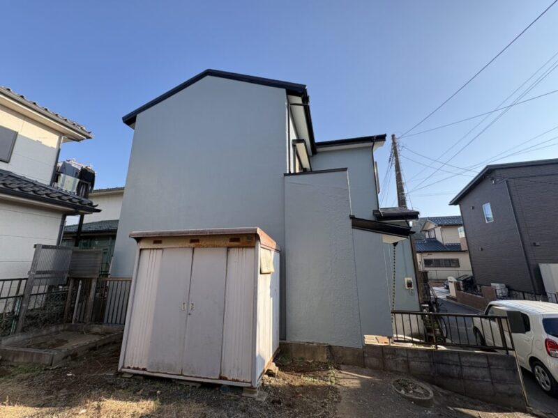 佐倉市西志津、外壁塗装、外壁施工後、家横から