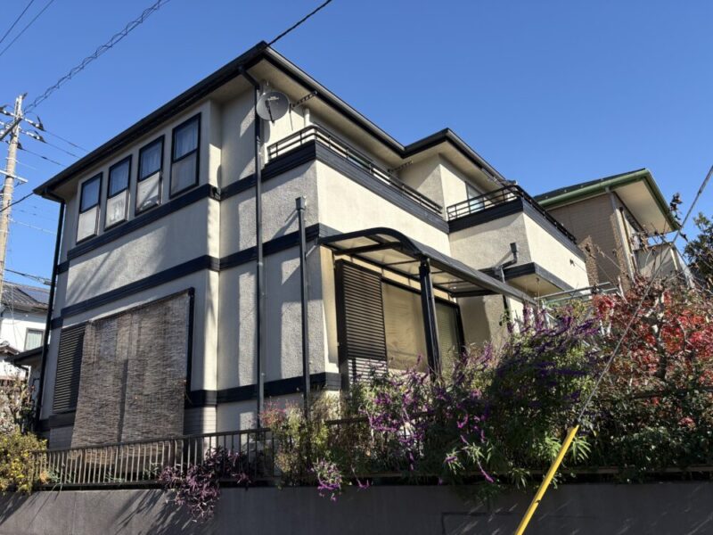 佐倉市宮前、外壁塗装ビフォーアフター、施工前ベランダ側