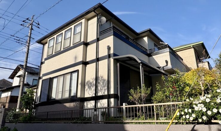 佐倉市宮前、外壁塗装ビフォーアフター、ベランダ側から