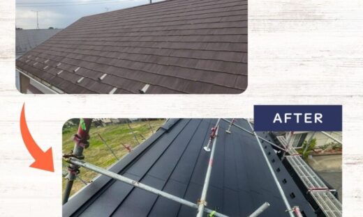 佐倉市大蛇町、屋根カバー工事、施工ビフォーアフター