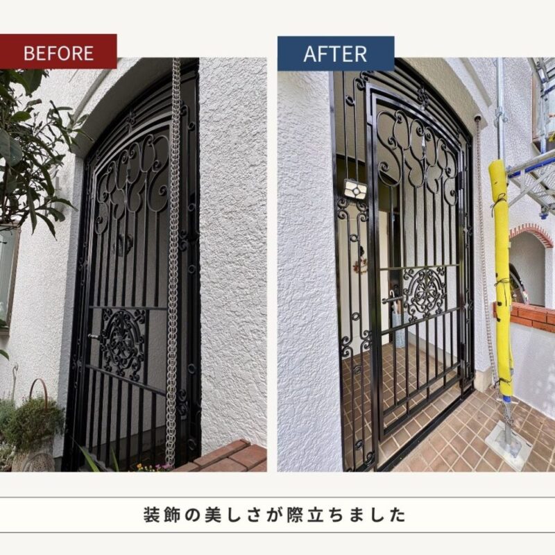 佐倉市宮前、外壁塗装完成ビフォーアフター、玄関扉塗装