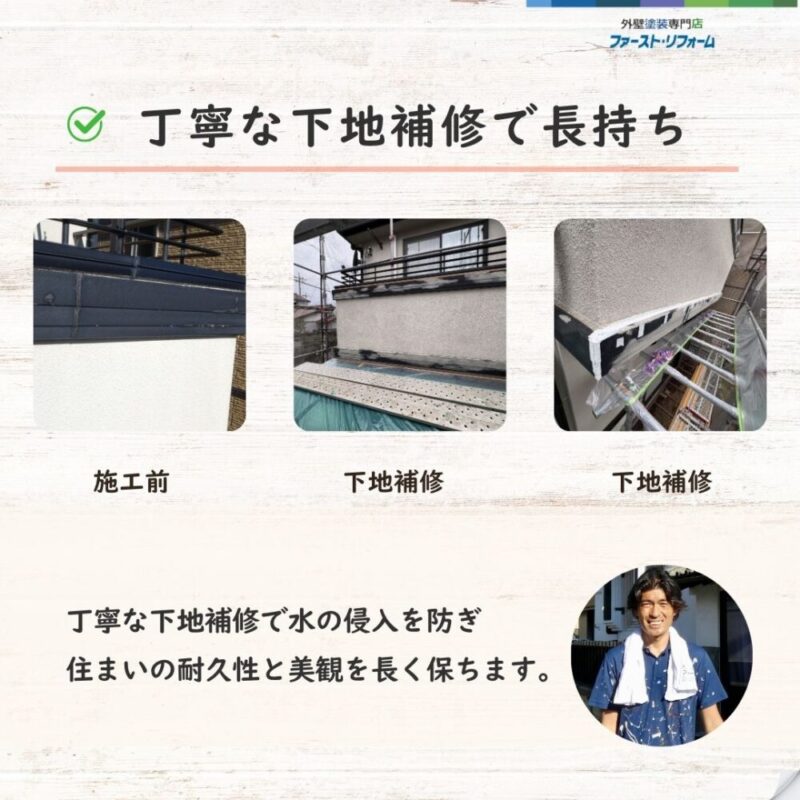 佐倉市宮前、外壁塗装、下地補修、ポイント