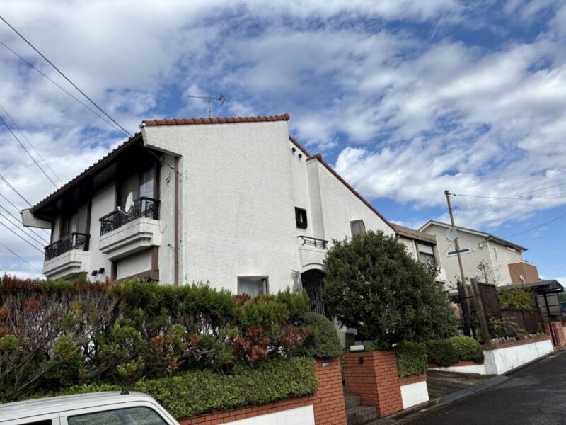 佐倉市宮前、外壁塗装、施工前、家斜め前から