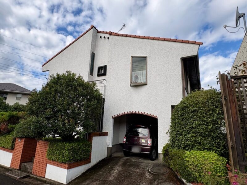 佐倉市宮前、外壁塗装、施工前、家正面から