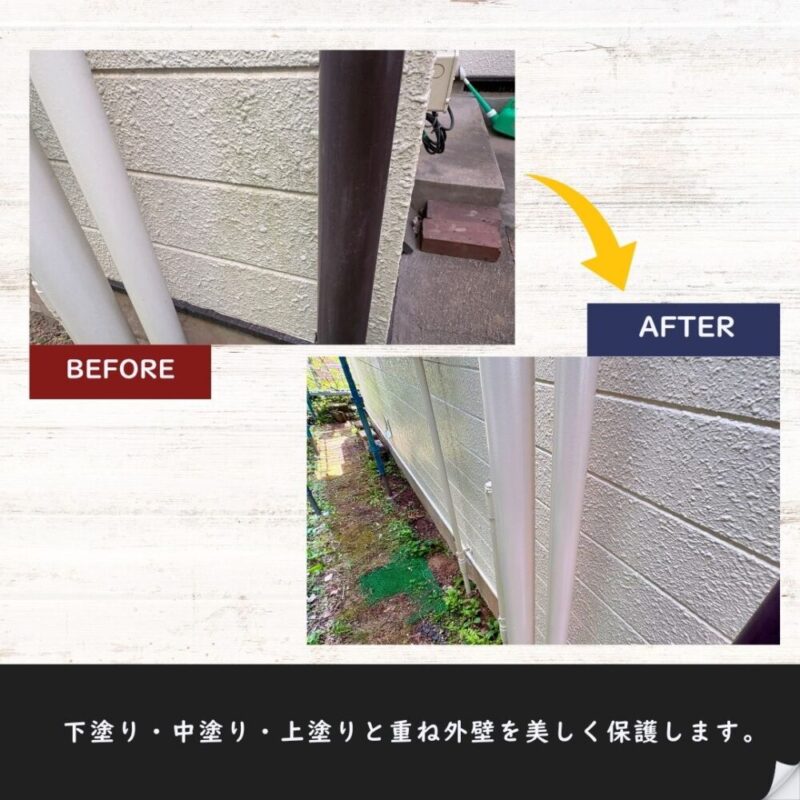 佐倉市上志津、外壁塗装ビフォーアフター、正しい工程