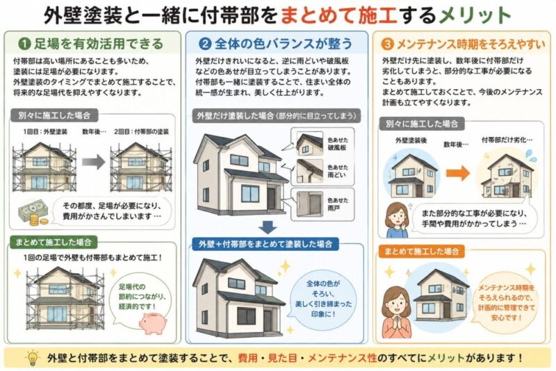 付帯部を同時に塗装するメリット