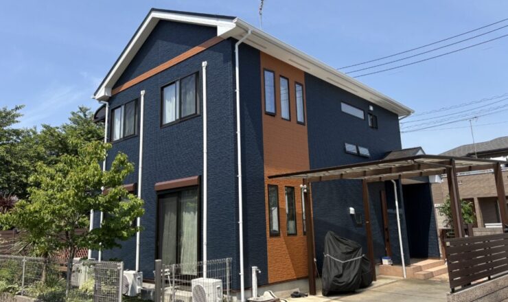 習志野市、外壁塗装、施工後、斜め前から