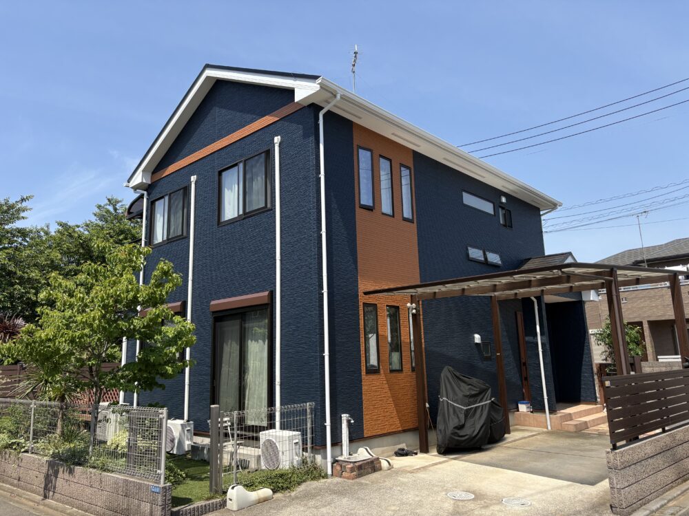 習志野市、外壁塗装、施工後、斜め前から