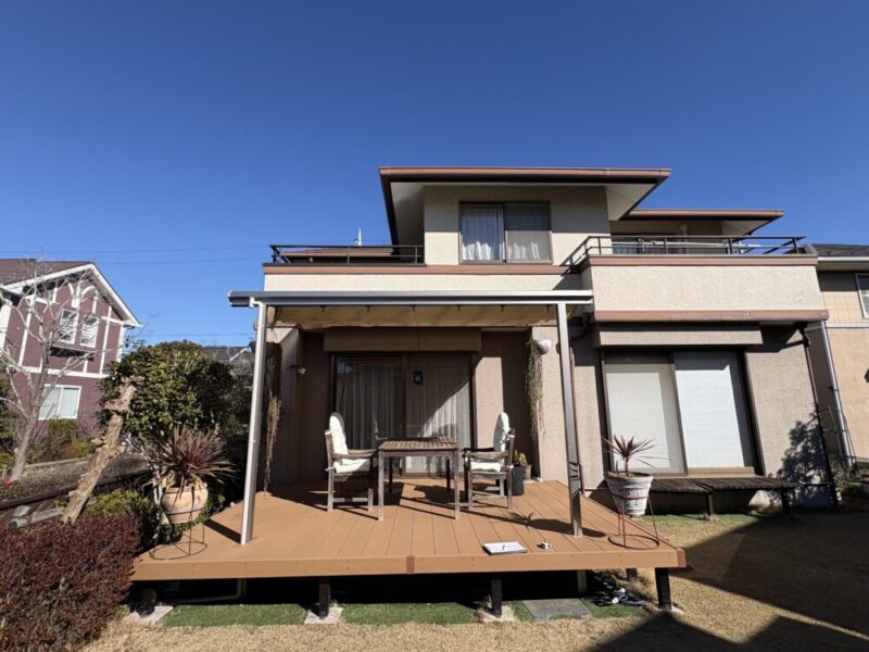 佐倉市染井野、外壁塗装、施工前、ベランダ側